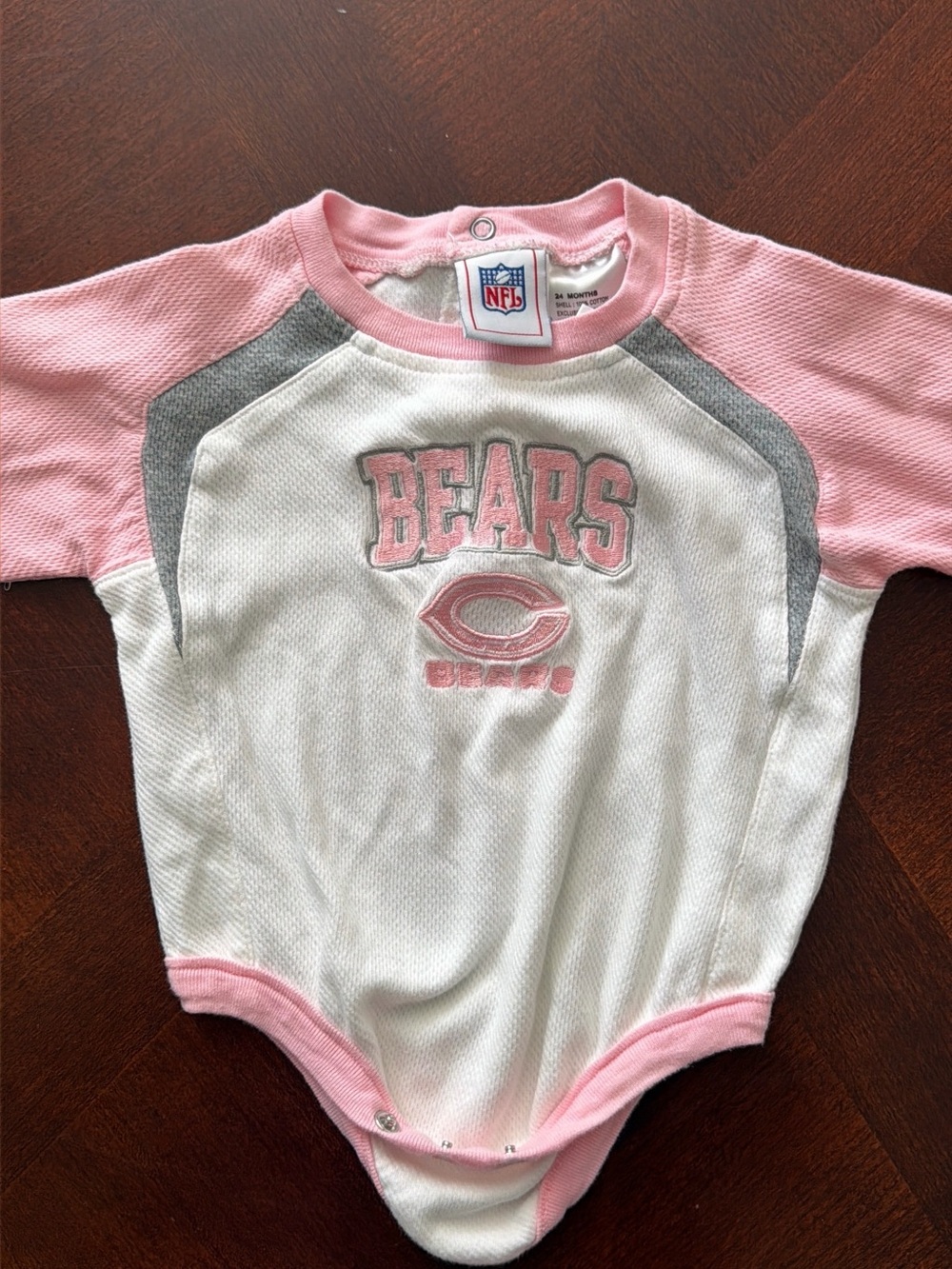 NFL Chicago Bears Pink and White Onesie, 24 Months